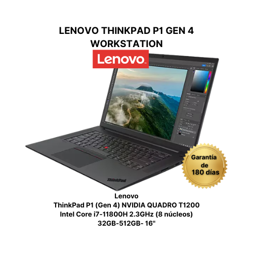 Lenovo ThinkPad P1 Gen 4 — NVIDIA Quadro T1200, 32 GB RAM- SSD 512 GB - GPU NVIDIA T1200 - 4 GB