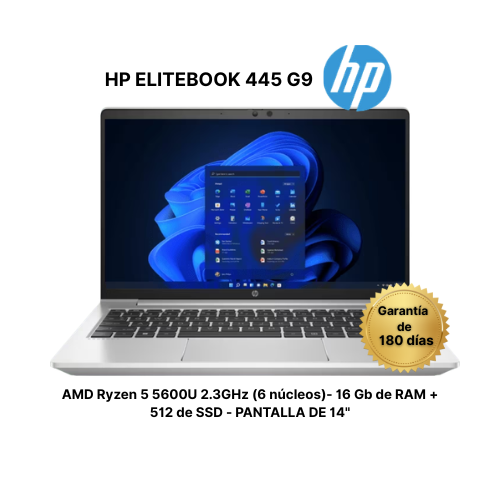 HP ProBook 445 (G9)-AMD Ryzen 5 5600U 2.3GHz (6 núcleos)-16G de RAM -SSD 512GB