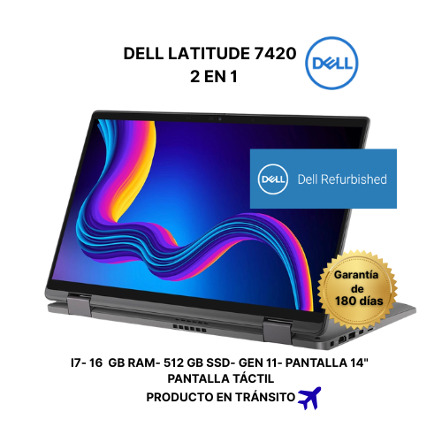 DELL LATITUDE 7420 2 en 1 – 14" | Intel Core i7 11ª Generación | 16 GB RAM | 512 GB SSD- CERTIFICADO POR DELL