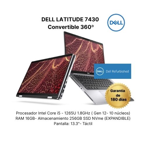 Dell Latitude 7430 2 en 1 – Intel Core i5 – 16GB RAM – SSD 256GB NVMe – Pantalla táctil de 13.3"