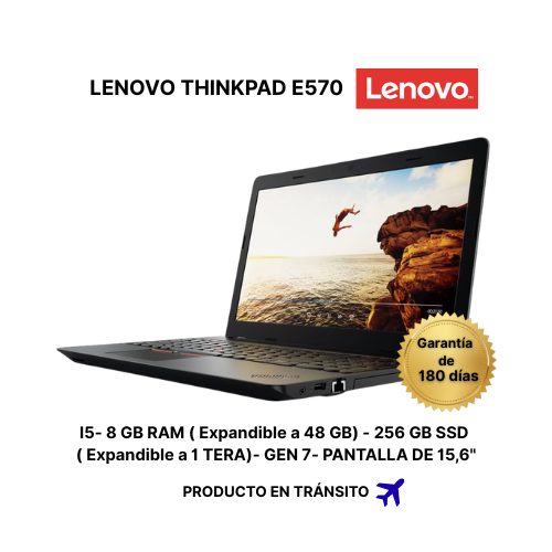 LENOVO THINKPAD E570 GEN 7 -I5- 8 GB DE RAM ( EXPANDIBLE A 32GB) - 256 GB DE SSD ( EXPANDIBLE A 1 TERA)- 15.6"- ALFANUMÉRICO