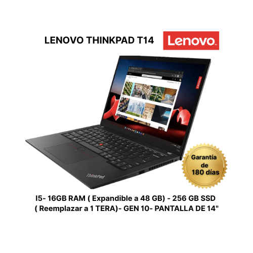 LENOVO THINKPAD T14-Gen 10-  i5 – 16 GB RAM (EXP. A 32 GB) – 256 GB SSD ( REEMPLAZABLE A 512 GB) - PROCESO DE IMPORTACIÓN