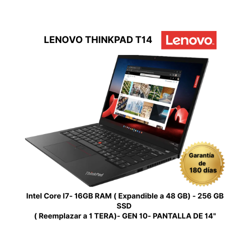 LENOVO THINKPAD T14- Táctil-Gen 10-  i7 – 16 GB RAM (EXP. A 32 GB) – 256 GB SSD ( REEMPLAZABLE A 512 GB)