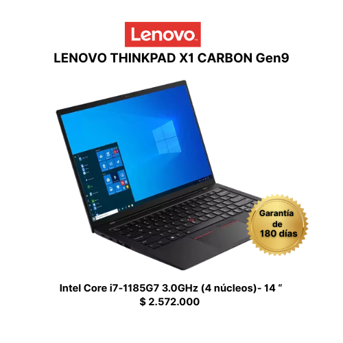 LENOVO THINKPAD X1 CARBON Gen 9- Intel Core i7-1185G7 3.0GHz (4 núcleos)-16 GB de RAM - 512 GB de SSD