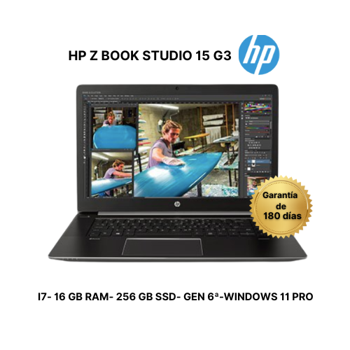 HP Z BOOK STUDIO 15- I7-6ª GEN- 16 GB RAM- 256GB SSD- REMANUFACTURADO