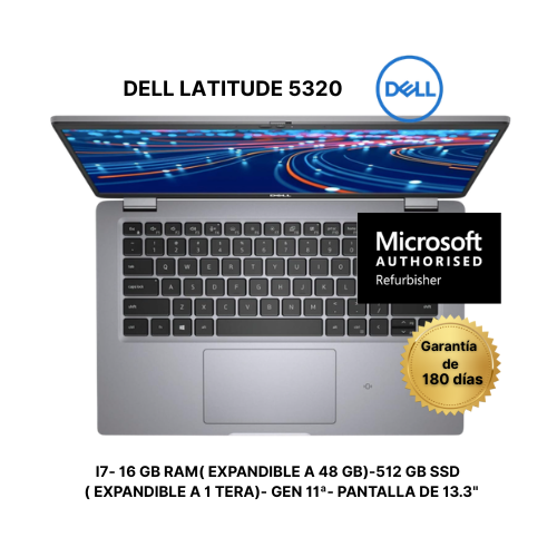 DELL LATITUDE 5320 I7- 16 GB RAM ( Expandible a 48GB) -512 GB SSD ( Expandible a 1 Tera)- GEN 11ª- PANTALLA DE 13.3"