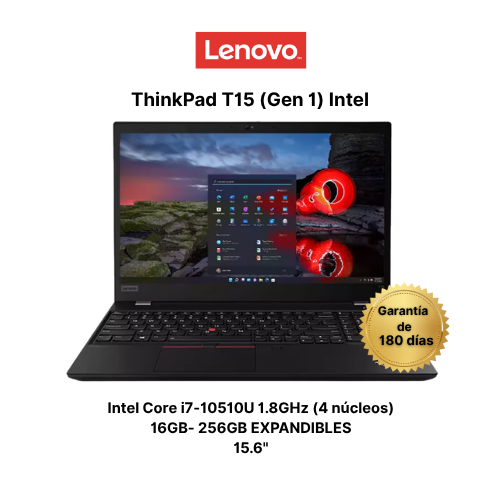 Lenovo ThinkPad T15 Gen 1 – Intel Core i7 10ª Gen – 16GB RAM – SSD 256GB – 15.6"