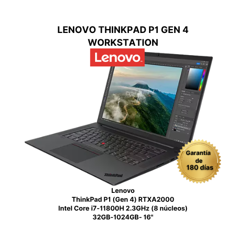 Lenovo ThinkPad P1 Gen 4 – Intel Core i7 11ª Gen – 32GB RAM – SSD 1TB – RTX A2000 – 16"