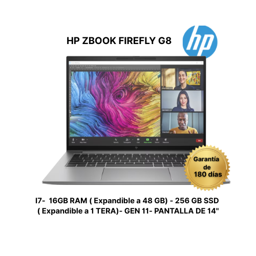 HP ZBOOK  FIREFLY GENERACIÓN 11 - I7 -16 GB RAM ( EXPANDIBLE A 48 GB) 256 GB SSD  ( EXPANDIBLE A 512 GB)WINDOWS 11 PRO- REMANUFACTURADO