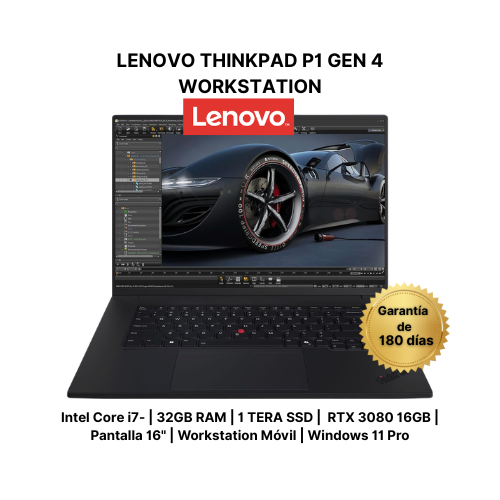 Lenovo ThinkPad P1 Gen 4 — RTX 3080 16 GB, Core i7, 32 GB RAM, SSD 1 TB